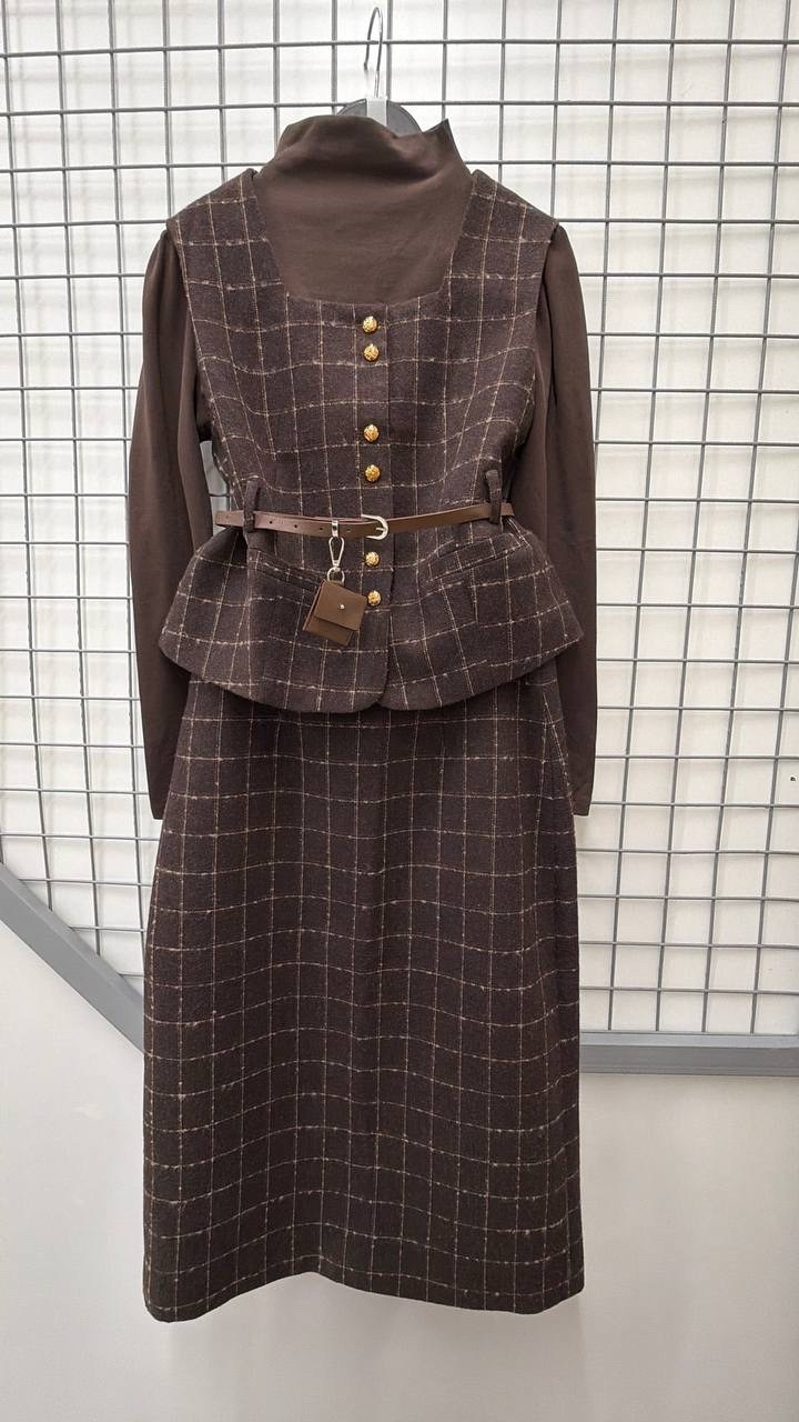 шерстяное платье,женские костюмы,сарафан,клетчатый костюм