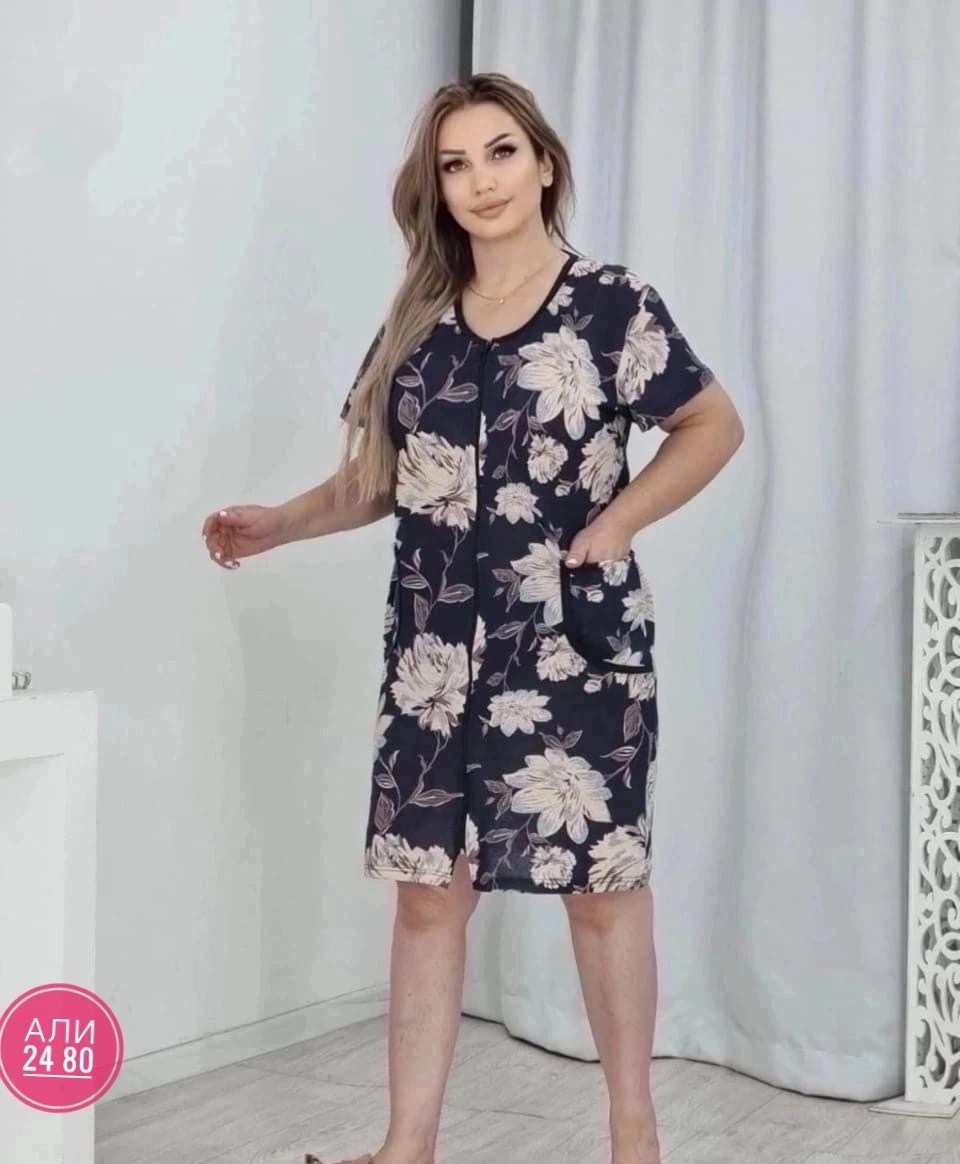 халат женский,халат трикотажный домашний,халат женский домашний,халат в горох больших размеров,халат легкий