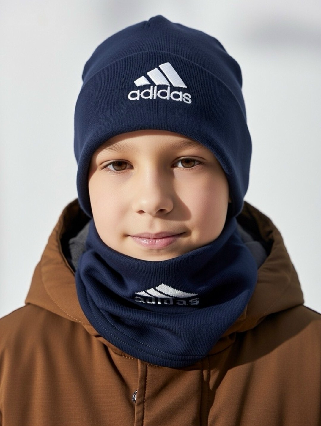 комплект шапка снуд,снуд адидас,снуд adidas,шапка и снуд,комплект шапка и снуд для мальчика