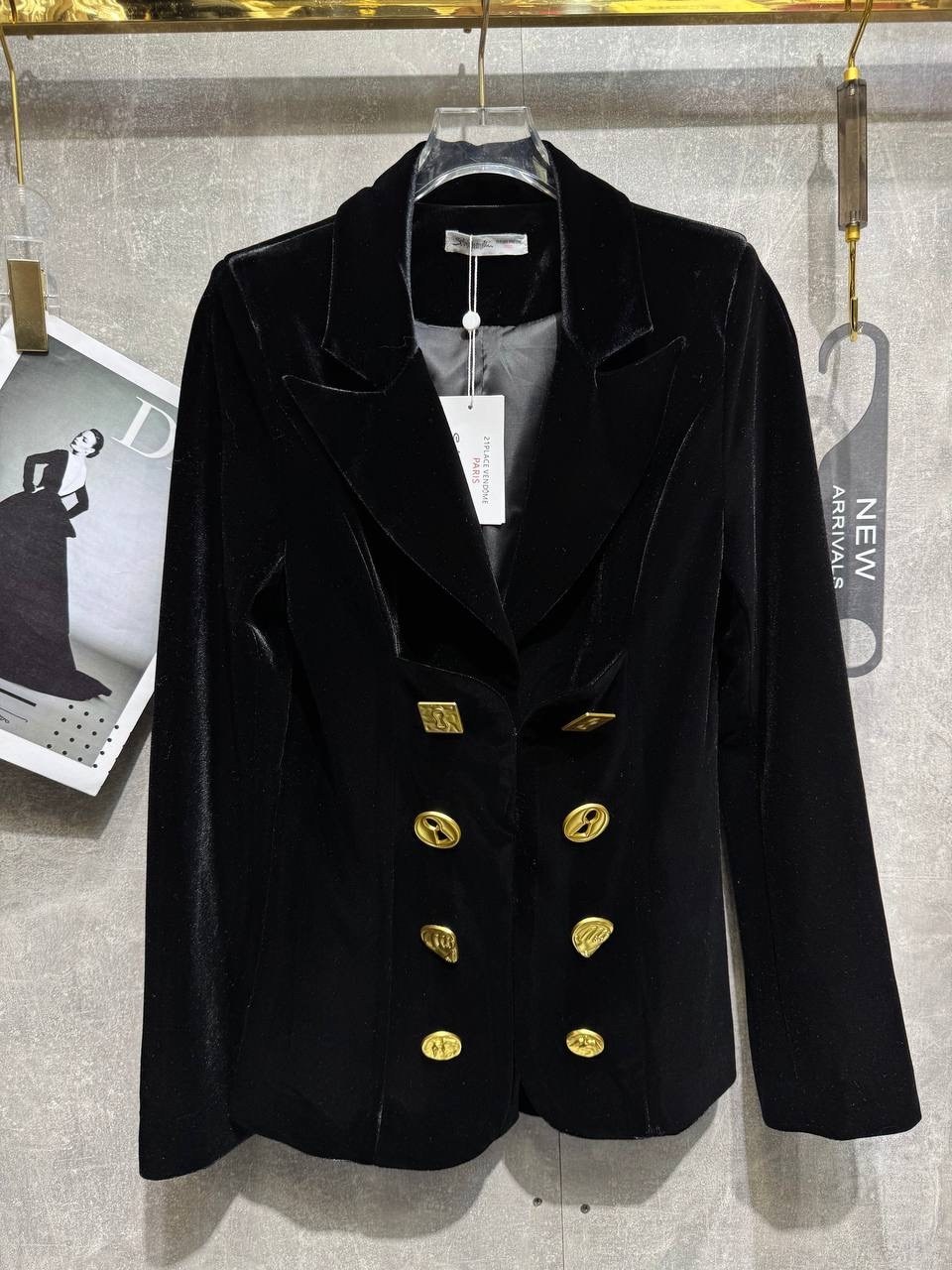 бархатный двубортный блейзер с лацканами и золотыми пуговицами,черный бархатный блейзер для женщин тонкий двубортный пиджак на пуговицах,женский бархатный пиджак,бархатный пиджак с золо
