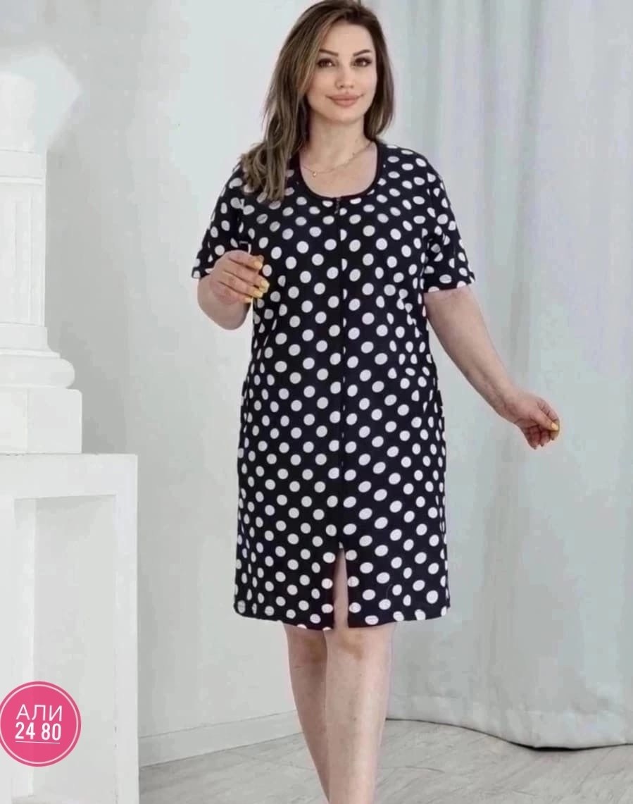 халат женский,халат трикотажный домашний,халат женский домашний,халат в горох больших размеров,халат легкий