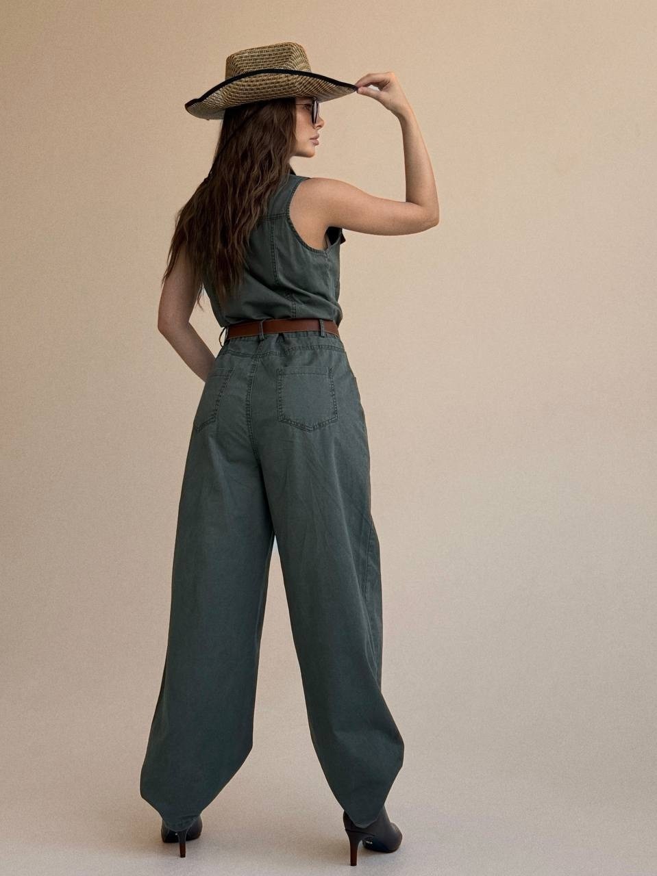 хлопковый комбинезон,комбинезон,комбинезон женский,комбинезон женский хаки,комбинезон в стиле сафари