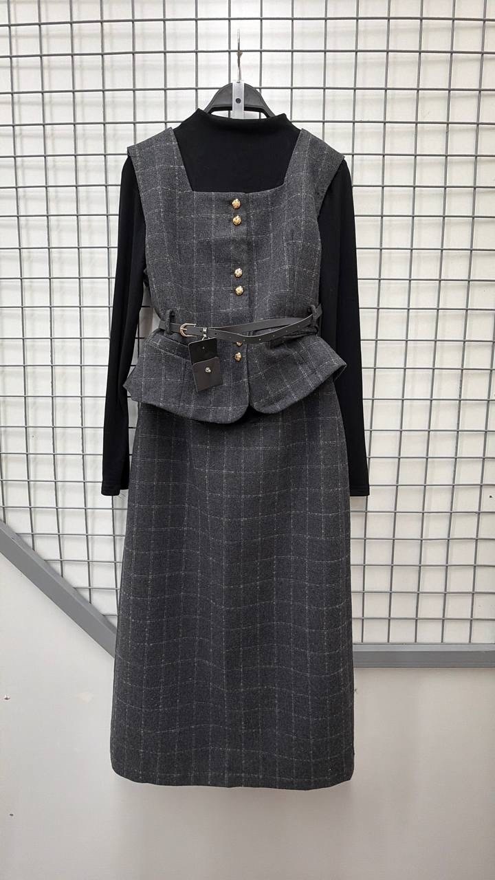 шерстяное платье,женские костюмы,сарафан,клетчатый костюм