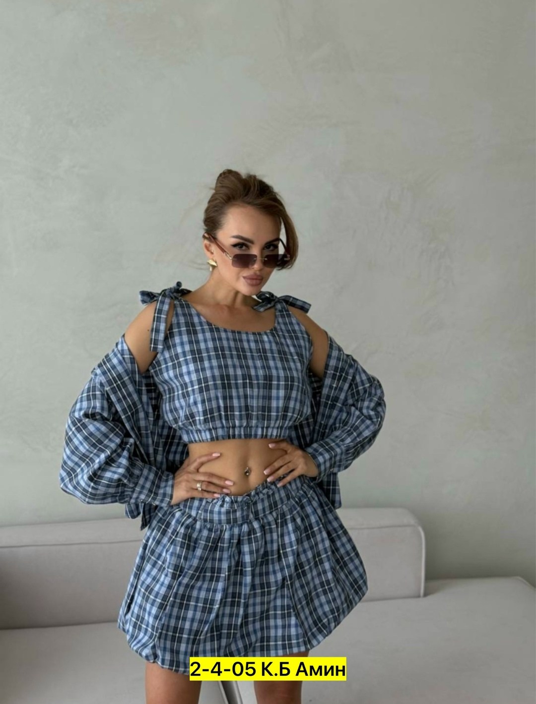 костюм женский рубашка,костюм тройка в клетку,костюм с юбкой в клетку rashadi 332377750,женские костюмы,костюм клетка