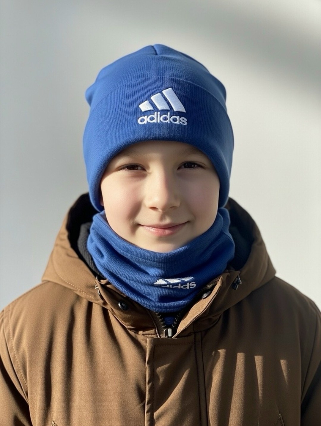 комплект шапка снуд,снуд адидас,снуд adidas,шапка и снуд,комплект шапка и снуд для мальчика