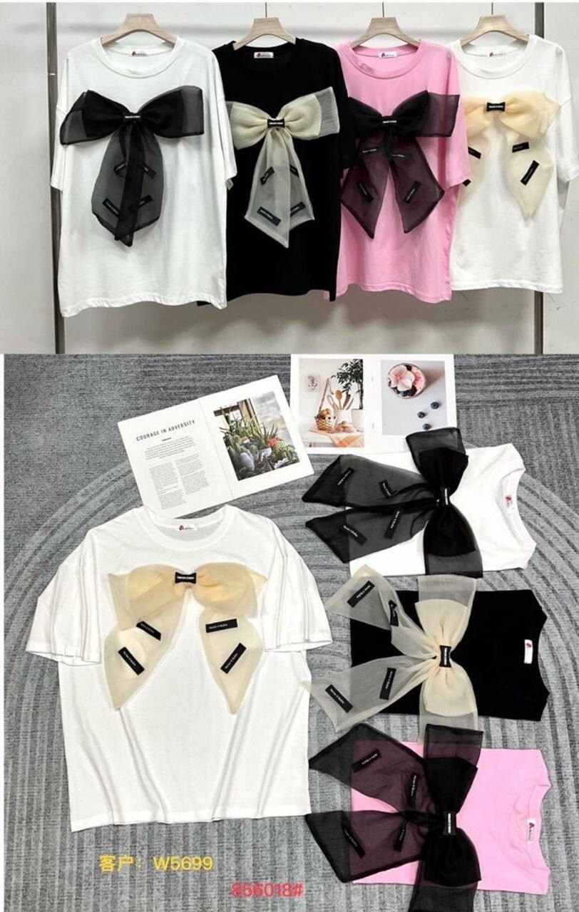 футболки женская, оптом,футболка с бантами, ,футболки для женщин