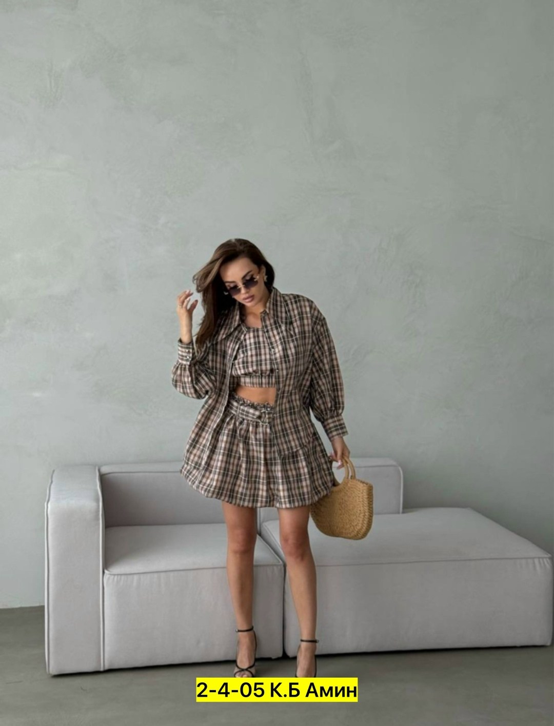 костюм женский рубашка,костюм тройка в клетку,костюм с юбкой в клетку rashadi 332377750,женские костюмы,костюм клетка