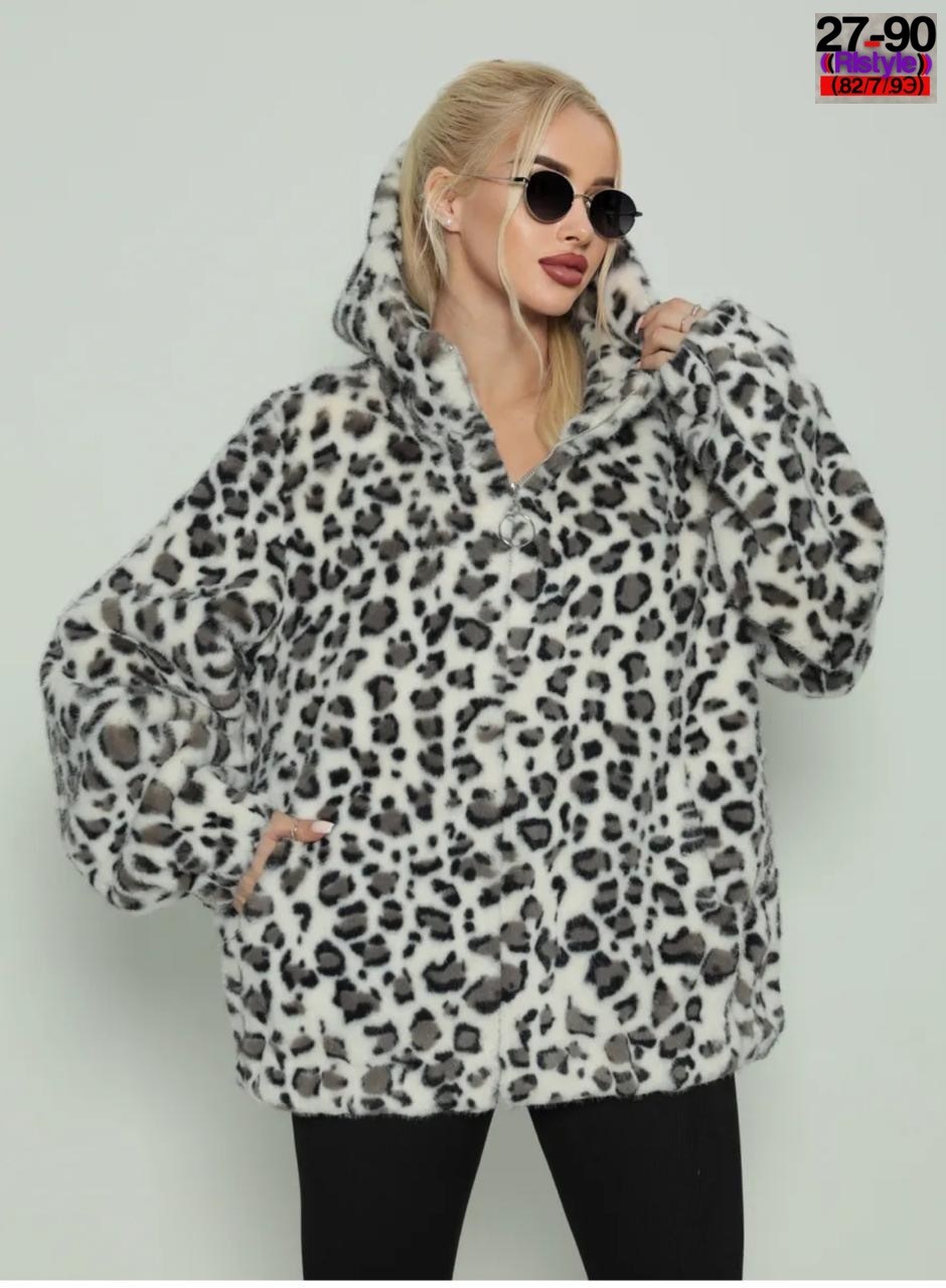 шубка женская еврозима 24350 (леопардовый),шубка леопардова,шуба из искусственного меха тигровая classic fashion,шуба искусственная fashion lux,шубка демисезонная 24350 (леопардовый)