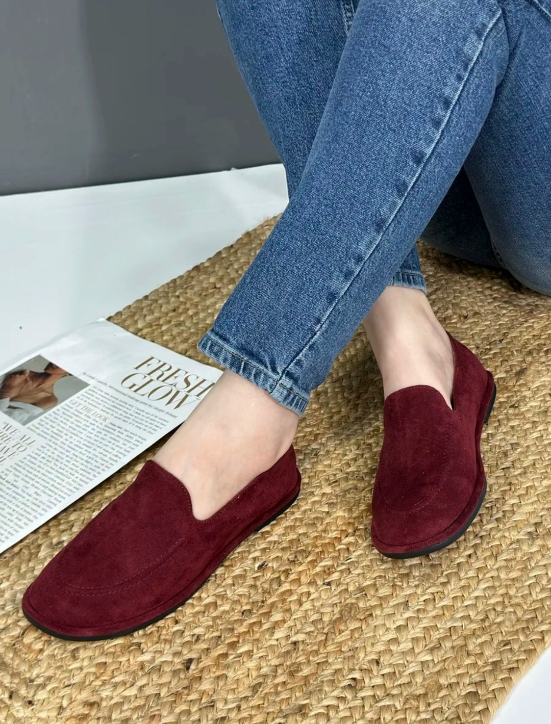 туфли лоферы замшевые на плоской подошве,,эконика лоферы бордовые,лоферы замшевые,лоферы замш