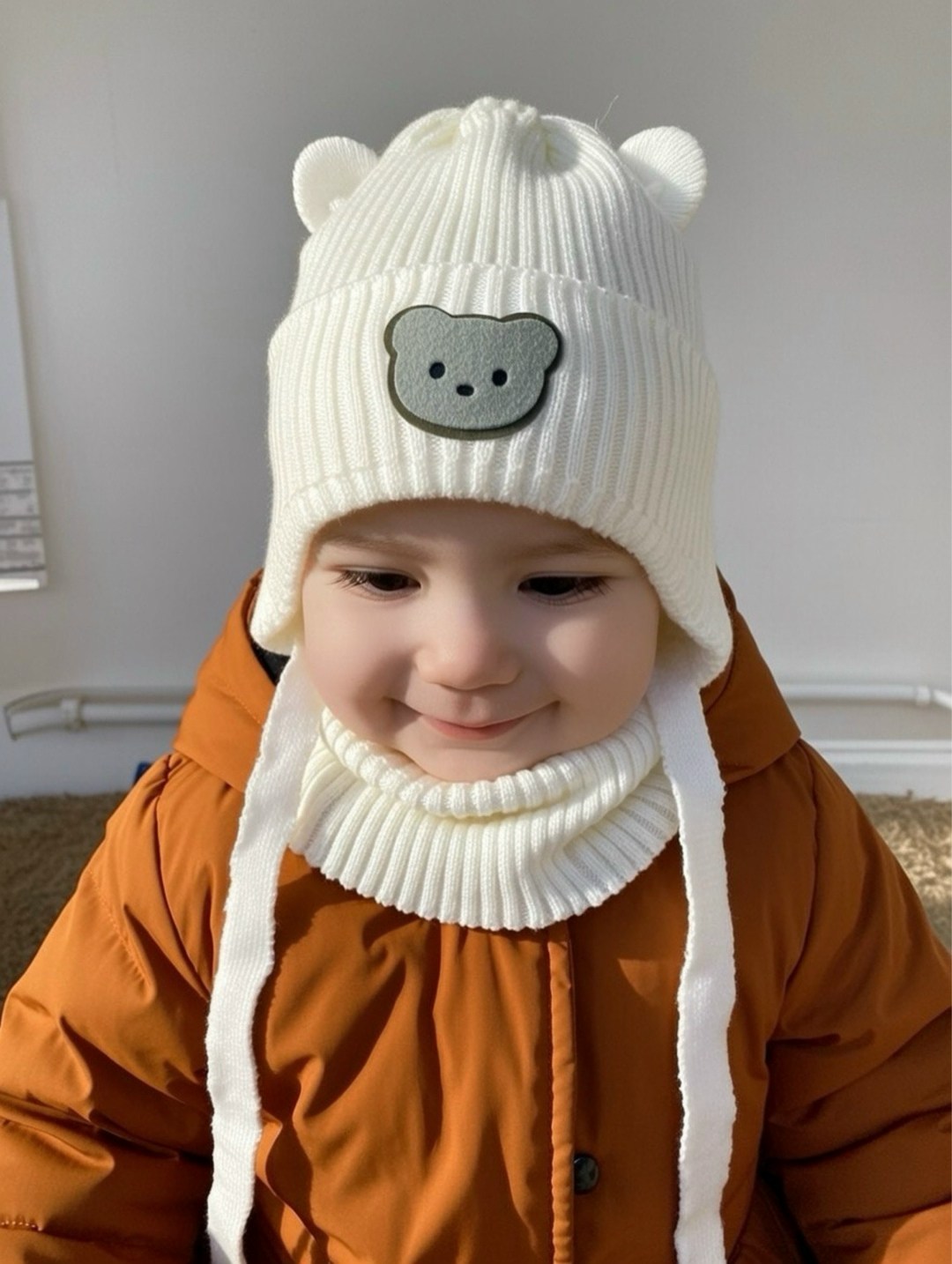 шапка хлопковая на подкладе "мишка" 0+ bungly,шапка для новорожденного,шапочка для новорожденного,шапка для детей,детская шапка вязаная