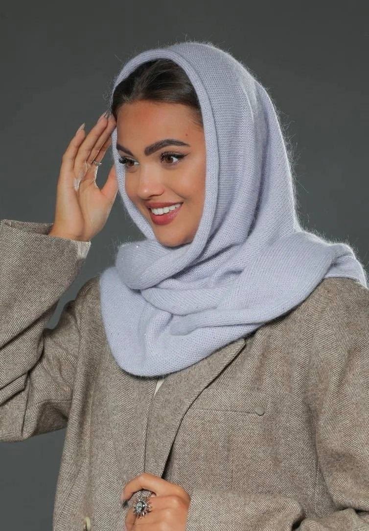 шапка платок,платки шарф,платок косынка,капор женский,капор из премиальной ангоры