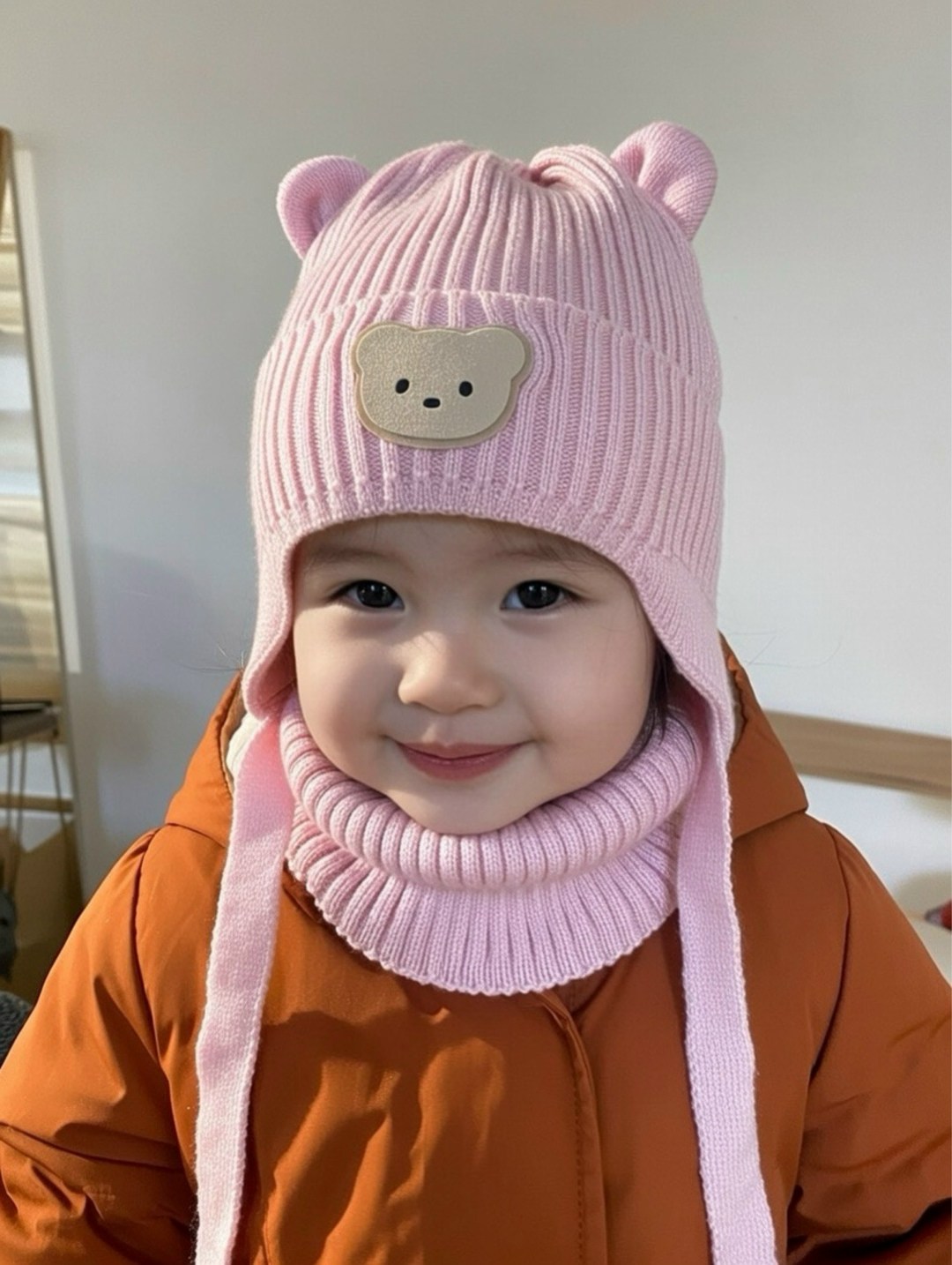 шапка хлопковая на подкладе "мишка" 0+ bungly,шапка для новорожденного,шапочка для новорожденного,шапка для детей,детская шапка вязаная