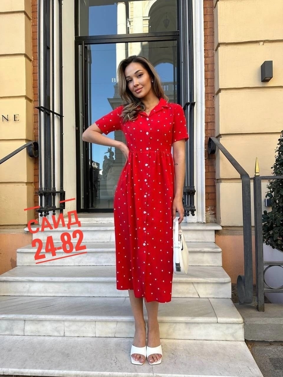 женское платье миди в горошек,женское платье ткань софт,платье миди,платье женская,стильное платье