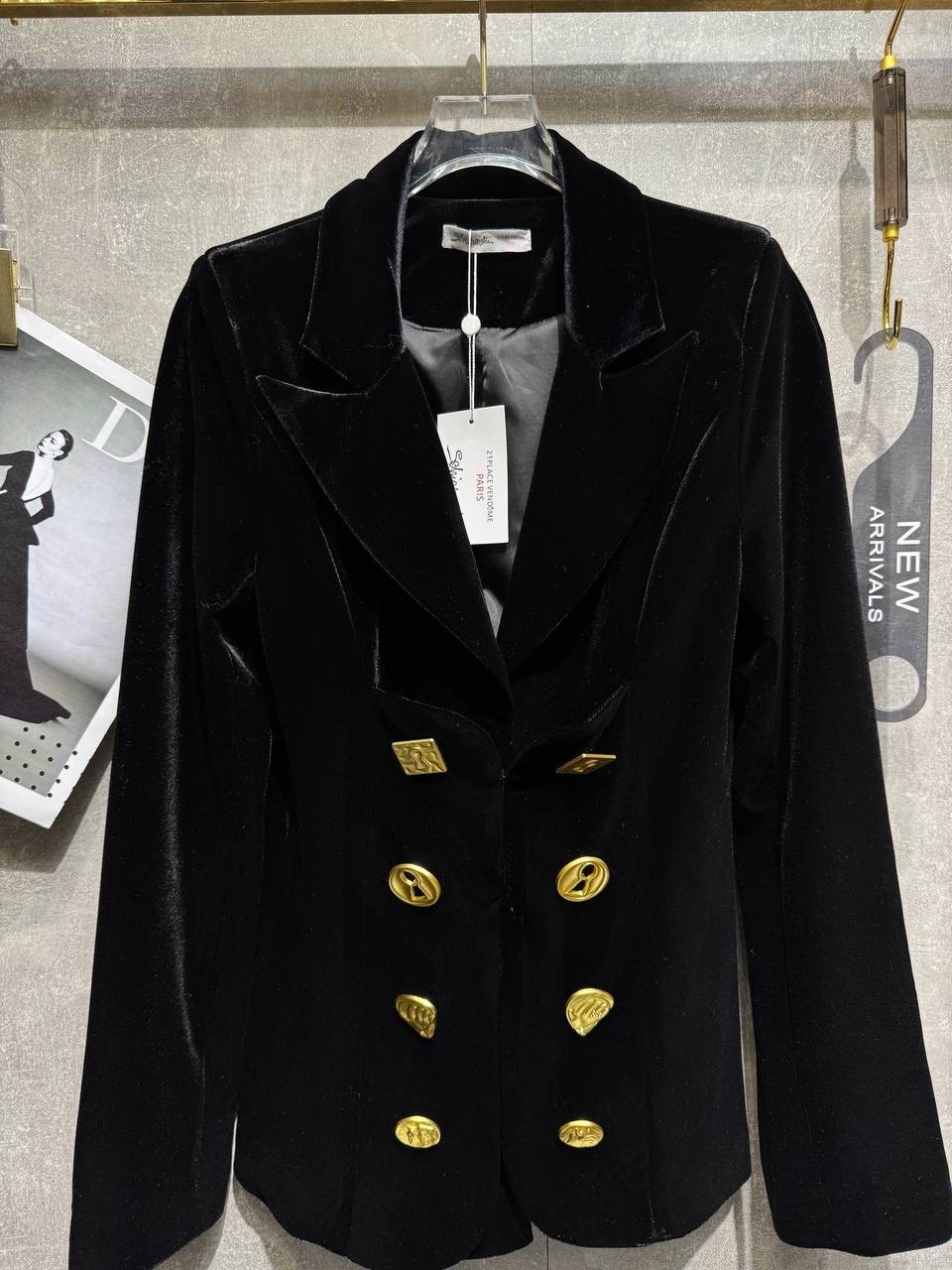 бархатный двубортный блейзер с лацканами и золотыми пуговицами,черный бархатный блейзер для женщин тонкий двубортный пиджак на пуговицах,женский бархатный пиджак,бархатный пиджак с золо