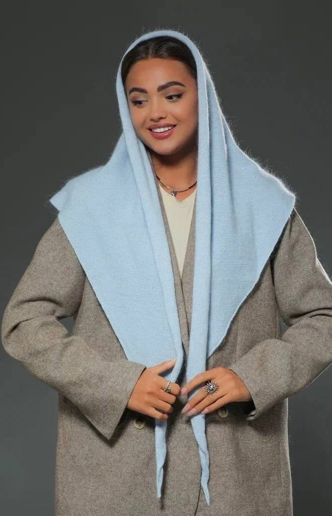 шапка платок,платки шарф,платок косынка,капор женский,капор из премиальной ангоры