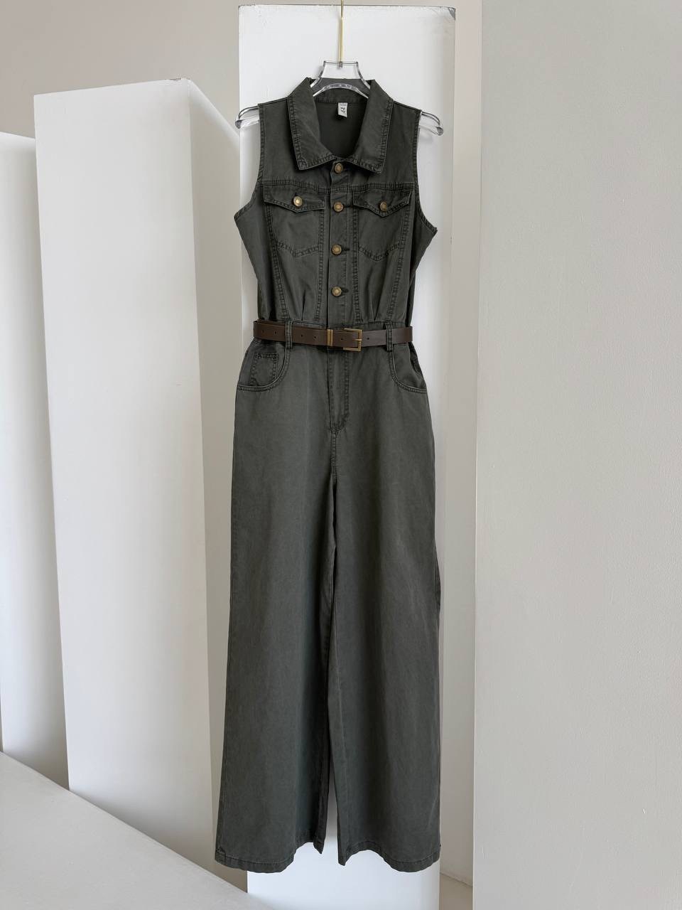 хлопковый комбинезон,комбинезон,комбинезон женский,комбинезон женский хаки,комбинезон в стиле сафари