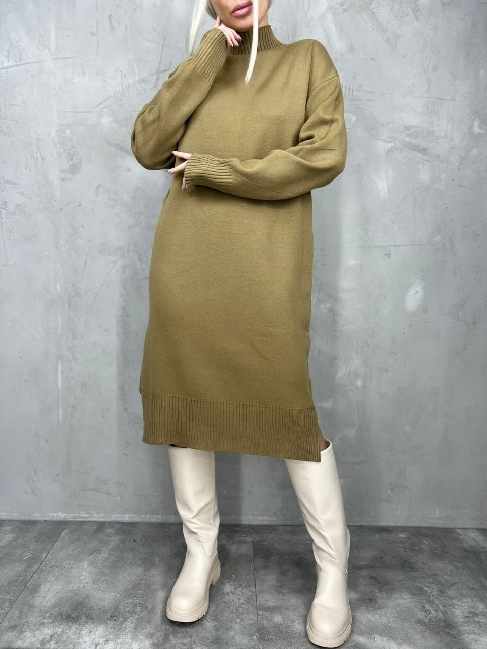 платье вязаное,платье теплое,платье-свитер,трикотажное платье,кашемировое платье свитер повседневное