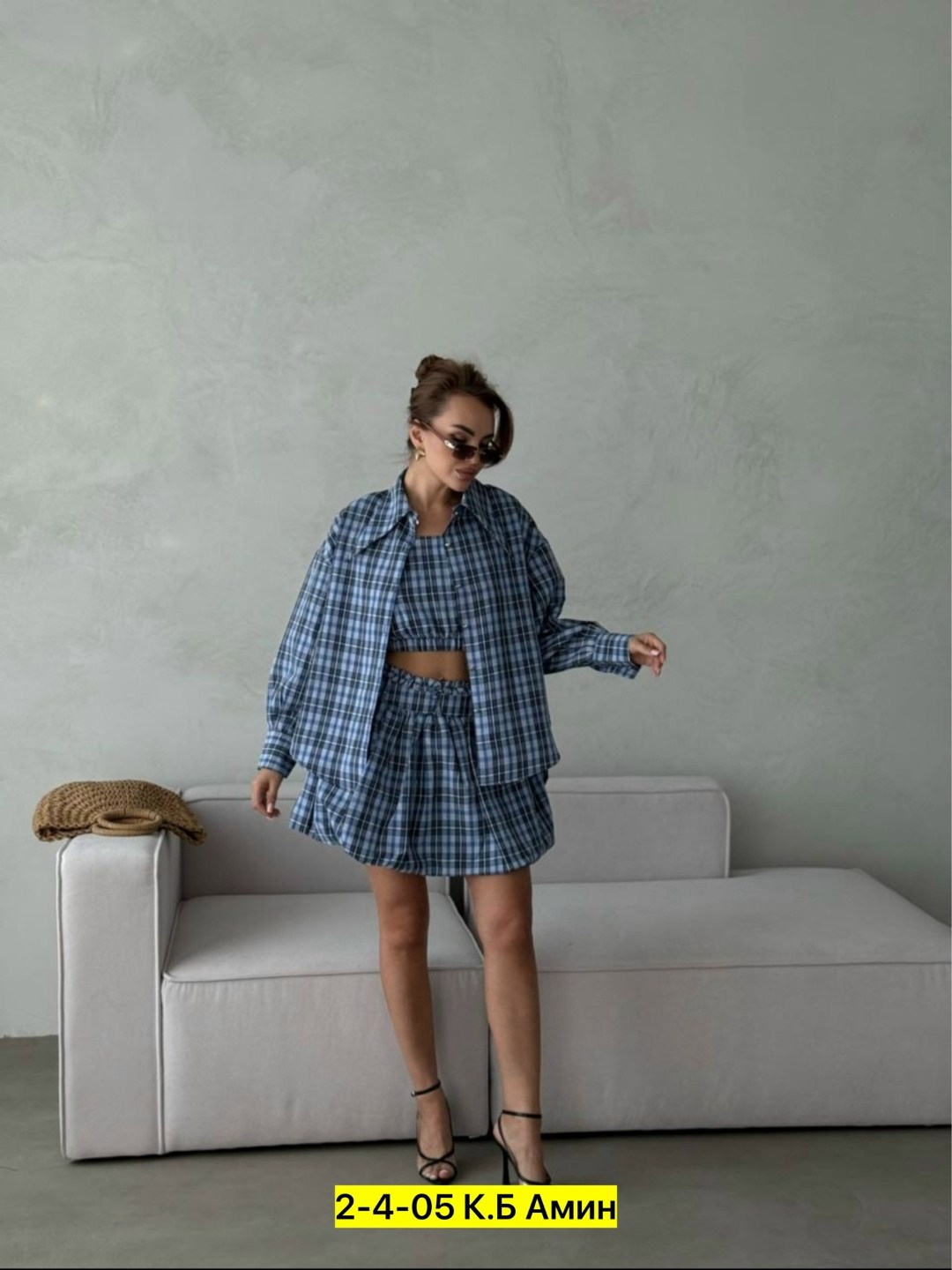 костюм женский рубашка,костюм тройка в клетку,костюм с юбкой в клетку rashadi 332377750,женские костюмы,костюм клетка