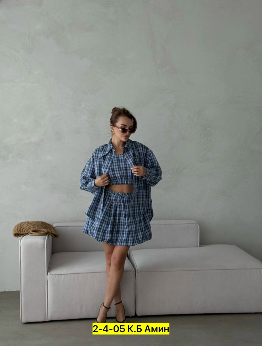 костюм женский рубашка,костюм тройка в клетку,костюм с юбкой в клетку rashadi 332377750,женские костюмы,костюм клетка