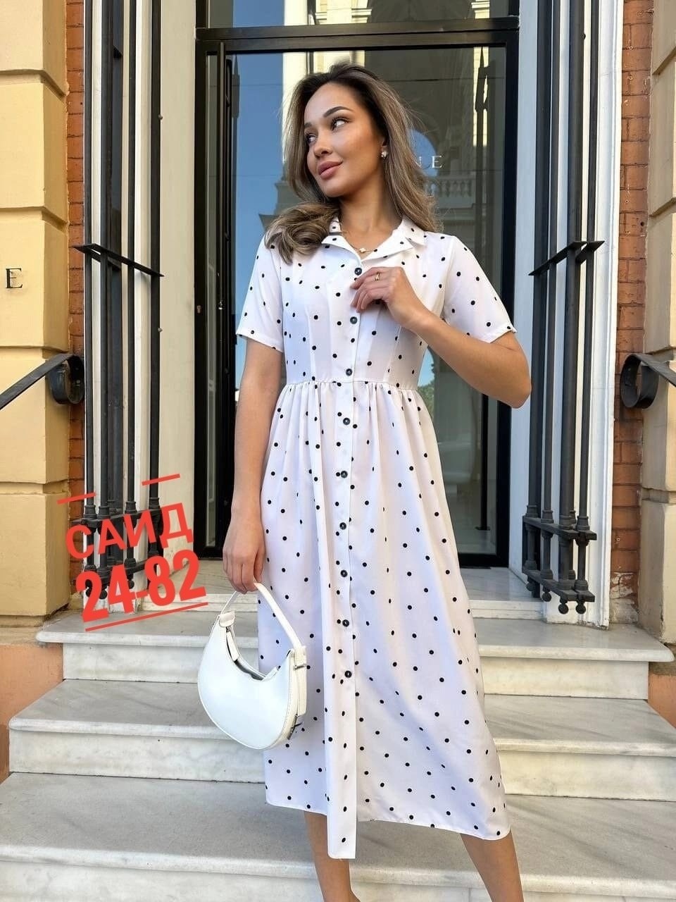 женское платье миди в горошек,женское платье ткань софт,платье миди,платье женская,стильное платье