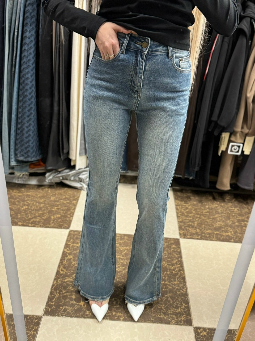 джинсы клеш с высокой посадкой glanada,джинсы женские клёш,джинсы женские,джинсы клеш,джинсы клеш с высокой посадкой