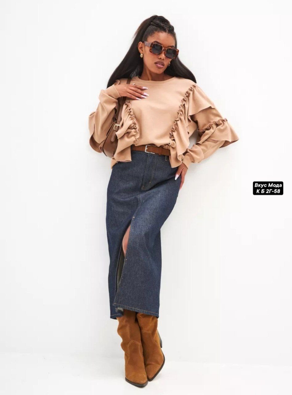 блузка с оборками,свитшот с рюшами,свитшот женская,кофта с воланами,свитшот с воланами оверсайз annusula 175558948