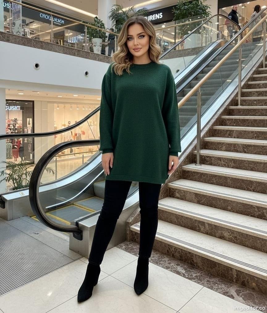 свитер удлинённый однотонный вязаный yanalis 108380010,свитер оверсайз,свитера женские,свитера туники,вязаные свитера женские