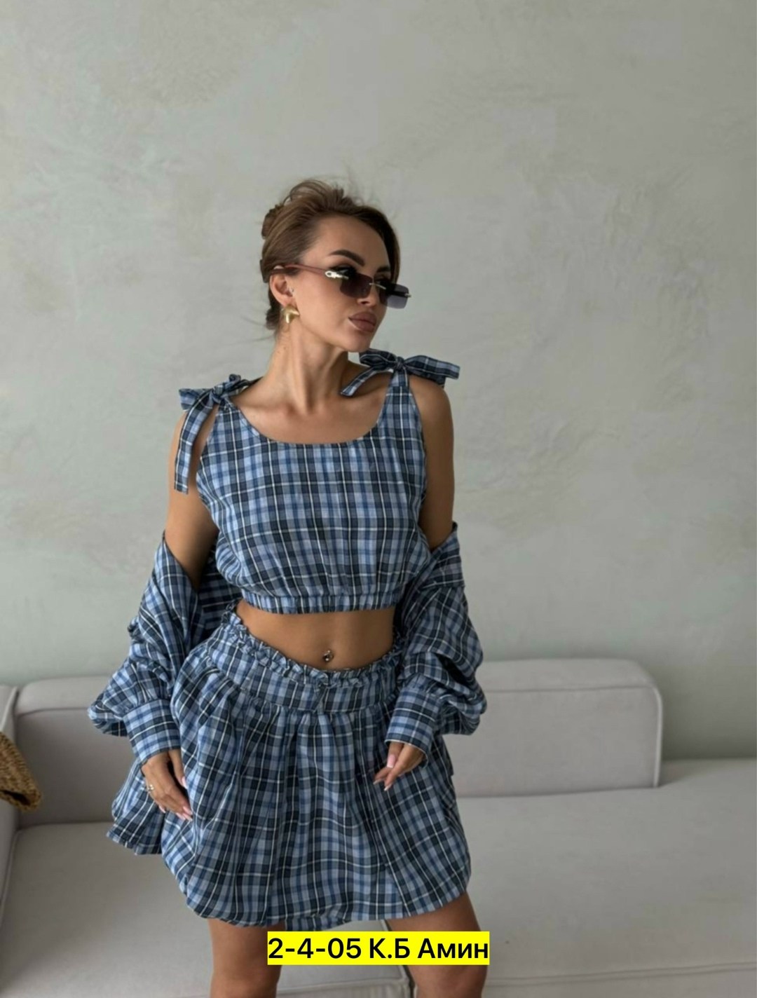 костюм женский рубашка,костюм тройка в клетку,костюм с юбкой в клетку rashadi 332377750,женские костюмы,костюм клетка