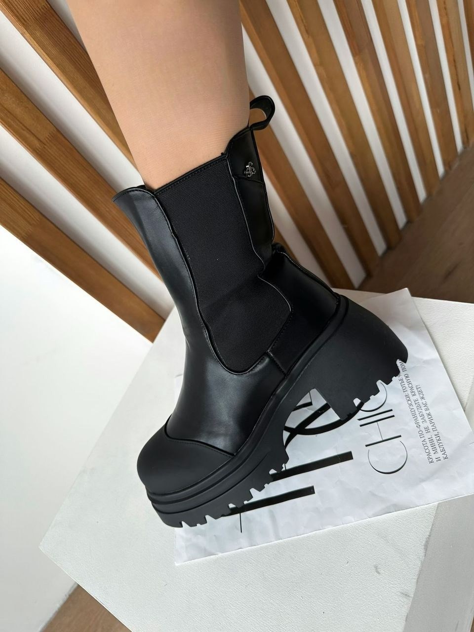 ботинки челси на тракторной подошве берцы зимние millions fashion shoes цвет черный,,ботинки челси женские,женские ботинки,ботинки женские зимние челси на толстой подошве с мехом feena