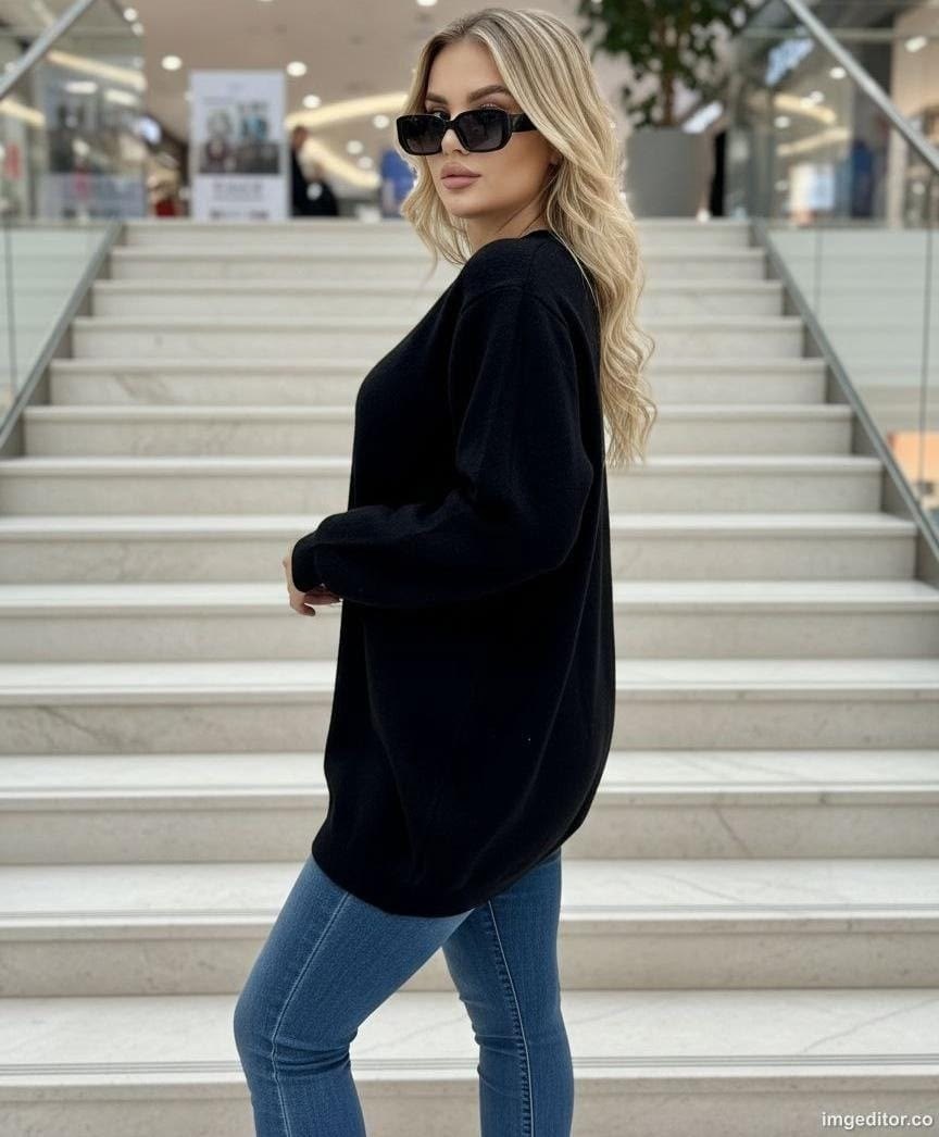 свитер удлинённый однотонный вязаный yanalis 108380010,свитер оверсайз,свитера женские,свитера туники,вязаные свитера женские