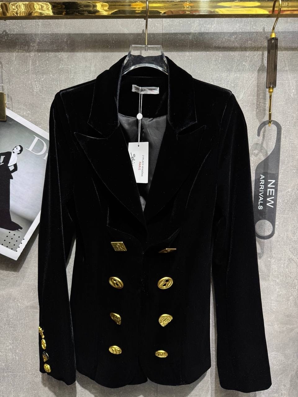 бархатный двубортный блейзер с лацканами и золотыми пуговицами,черный бархатный блейзер для женщин тонкий двубортный пиджак на пуговицах,женский бархатный пиджак,бархатный пиджак с золо