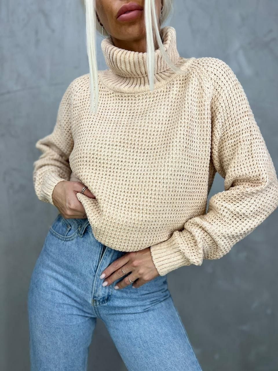 свитер вязаный с горлом,вязаные свитера женские,женский свитер,свитер вязаный с горлом цвет фиолетовый,вязаный свитер