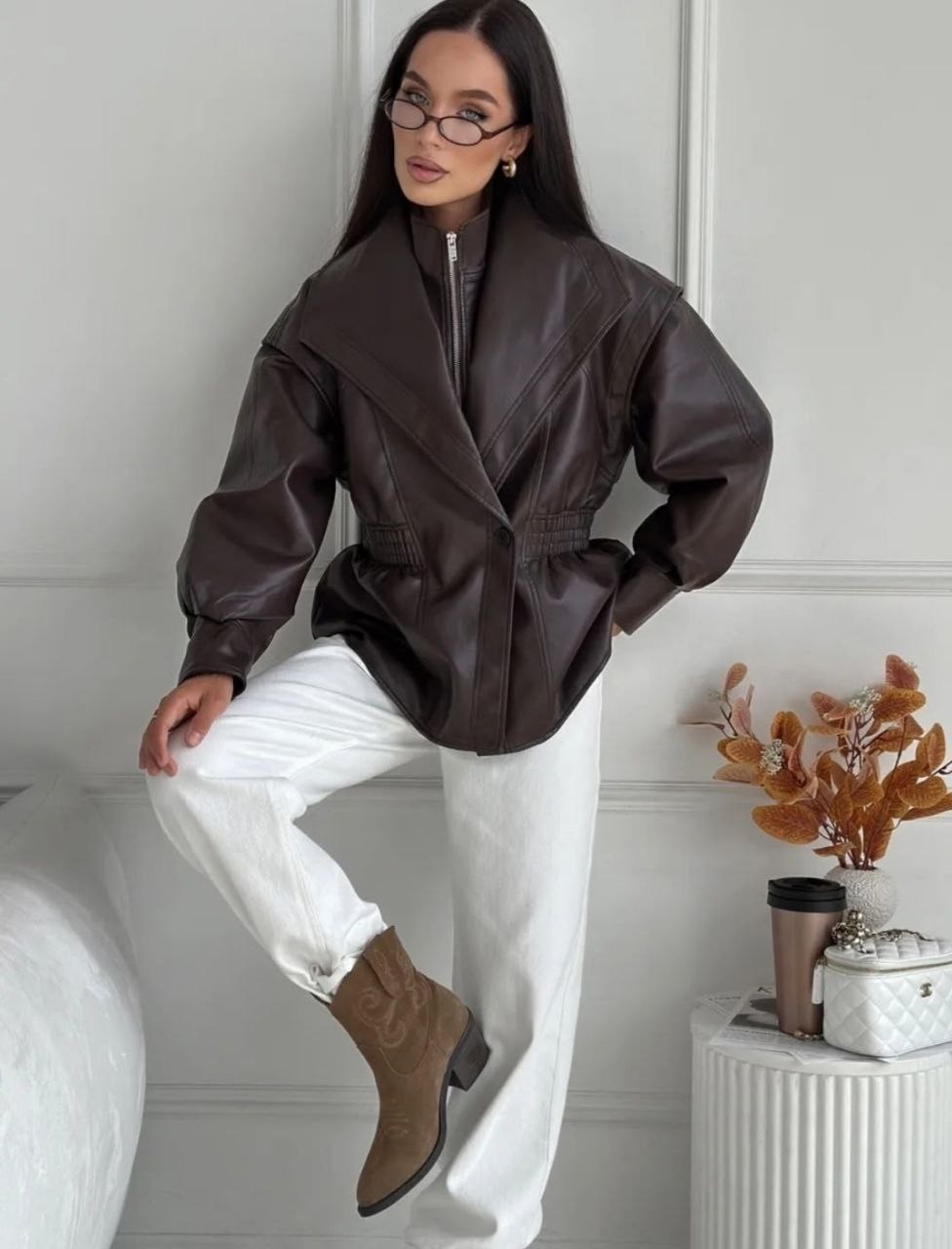 кожаная куртка,куртка из экокожи,куртка косуха,косуха оверсайз,кожаный бомбер