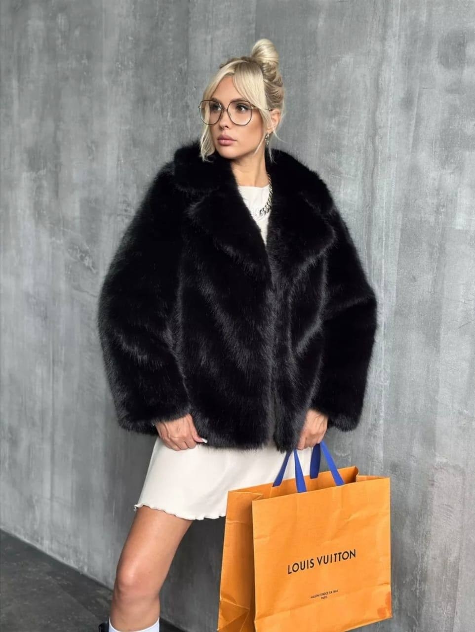 шуба из экомеха premium oksana utova brand,шуба из натуральной шерсти oksana utova brand,шуба из экомеха premium oksana utova brand цвет черный,шуба искусственная короткая экошуба oksana utova brand,ш