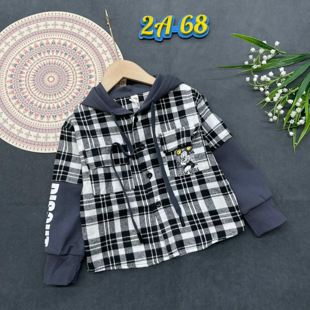 рубашка с капюшоном,детская рубашка,рубашка для мальчика,рубашка клетчатая комбинированная с капюшоном,рубашка для мальчиков с капюшоном