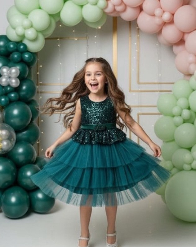 платье для девочек,зеленое платье для девочки,изумрудное платье для девочки,mixie green birthday tulle evening dress party dress,платье праздничное для девочки