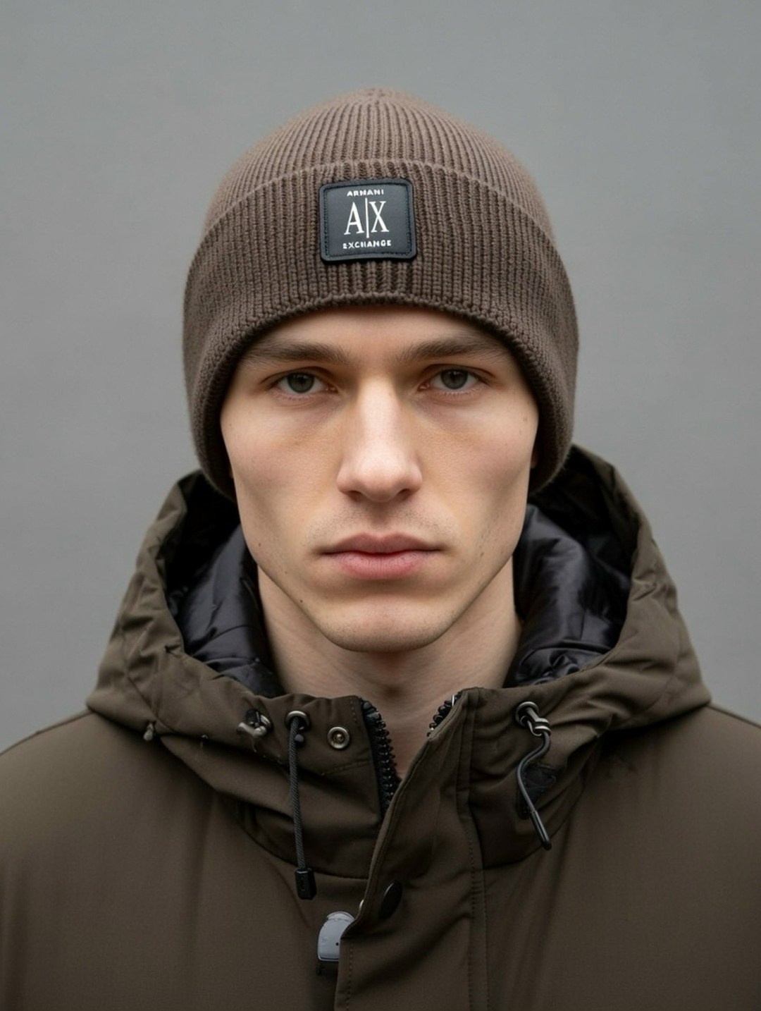 шапка armani exchange,шапка вязаная armani exchange,шапка мужская,мужские шапки вязаные,шапка с отворотом armani exchange
