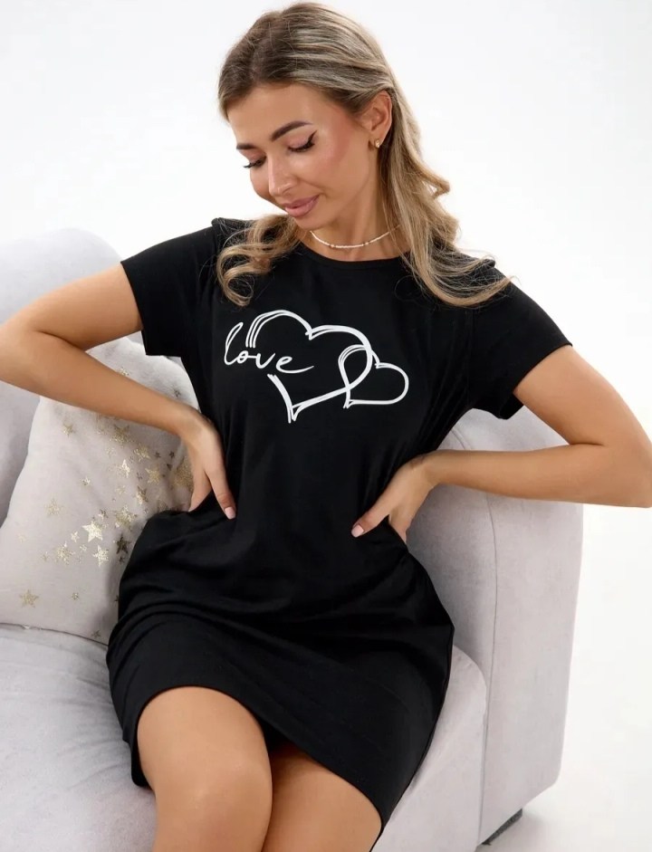 ночная сорочка хлопок с коротким рукавом и принтом,женская туника,туника платье домашнее,домашнее платье женское,туника женская домашнее платье