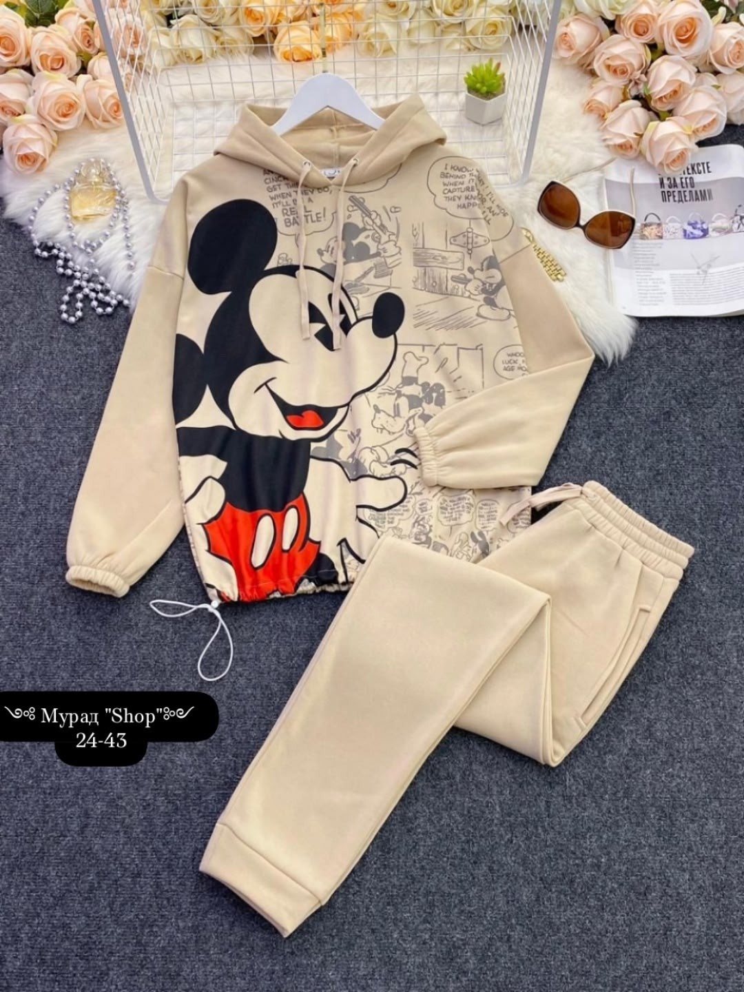 костюм женский спортивный на флисе,костюм теплый,костюм женский,спортивный костюм с микки маусом женский,костюм спорт