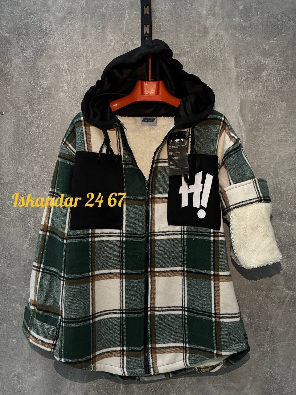 рубашка с капюшоном,рубашка в клетку с мехом,теплая рубашка,рубашка мужская с капюшоном