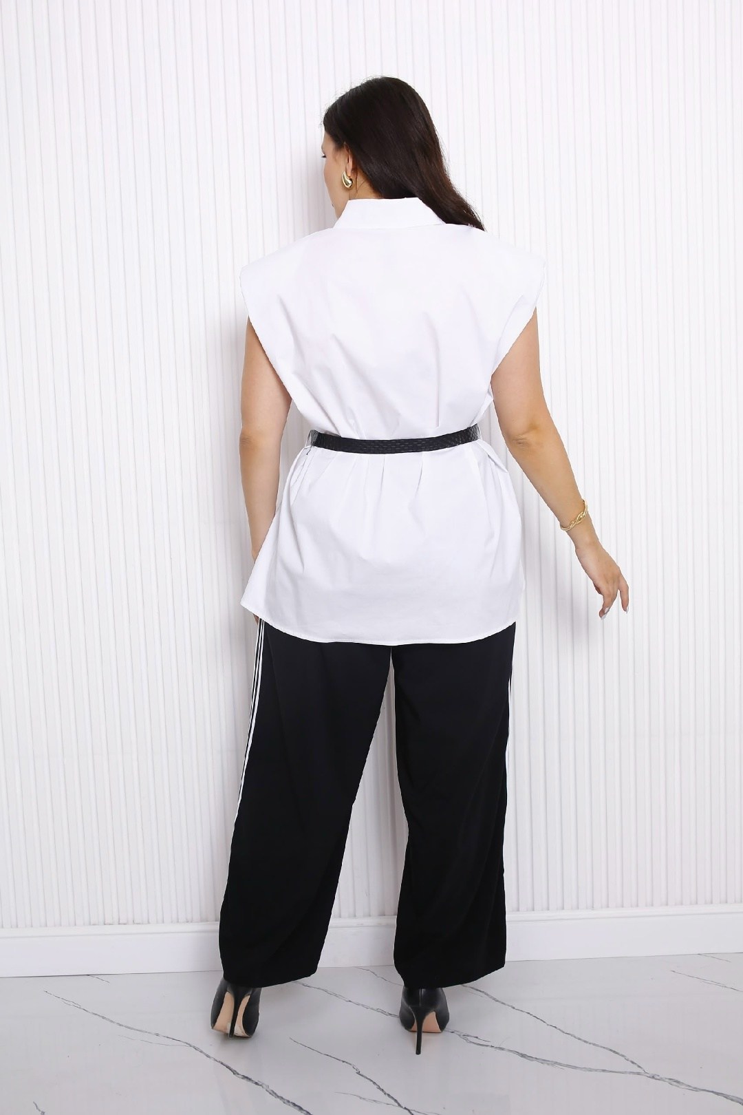 блуза удлиненная,белый брючный костюм,брючный комплект,женский брючный костюм,брюки свободного кроя