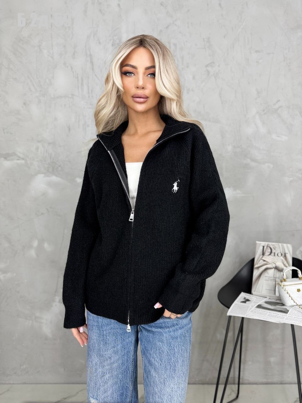 свитер вязаный оверсайз с горлом и молнией dh fashion,кофта вязаная,женская кофта,модная кофта,свитер оверсайз кофта