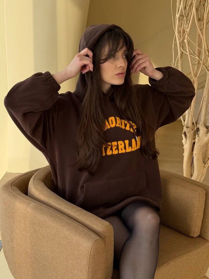 свитшот с капюшоном,женская толстовка оверсайз с капюшоном и принтом cheris animals world s коричневый,женская толстовка оверсайз с капюшоном и принтом cheris animals world,толстовка,свитшот