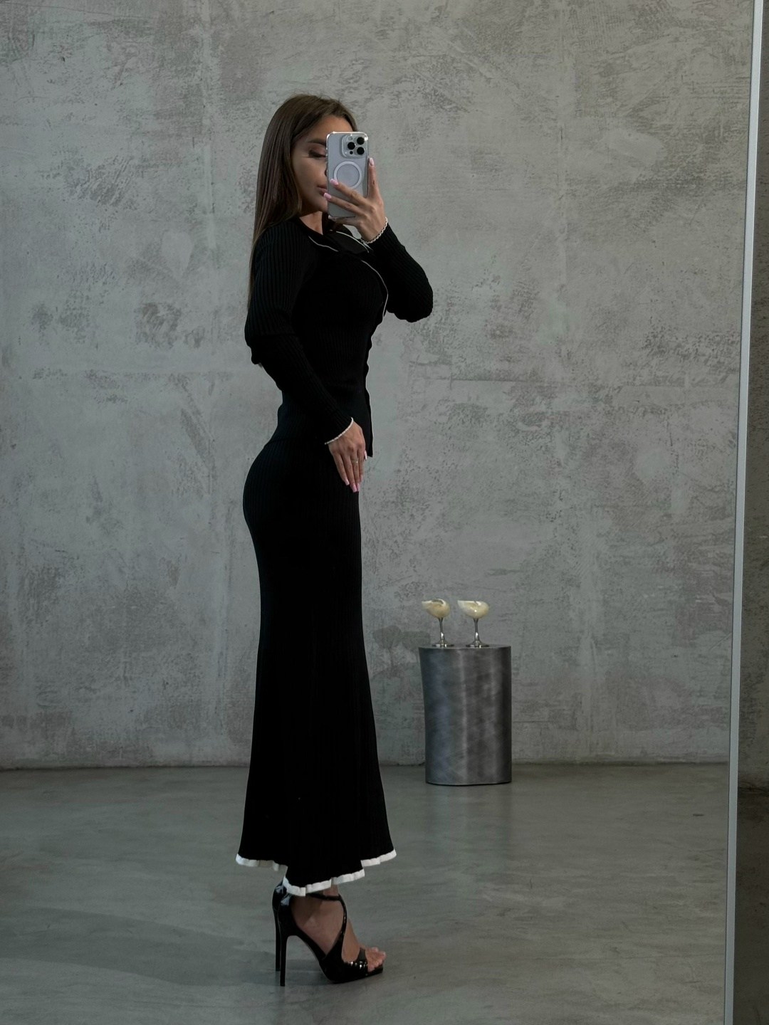 трикотажное платье лапша naox 252918919,трикотажное платье лапша naox цвет черный,платье трикотажное лапша с воротником sila_style,платье лапша,платье трикотажное лапша