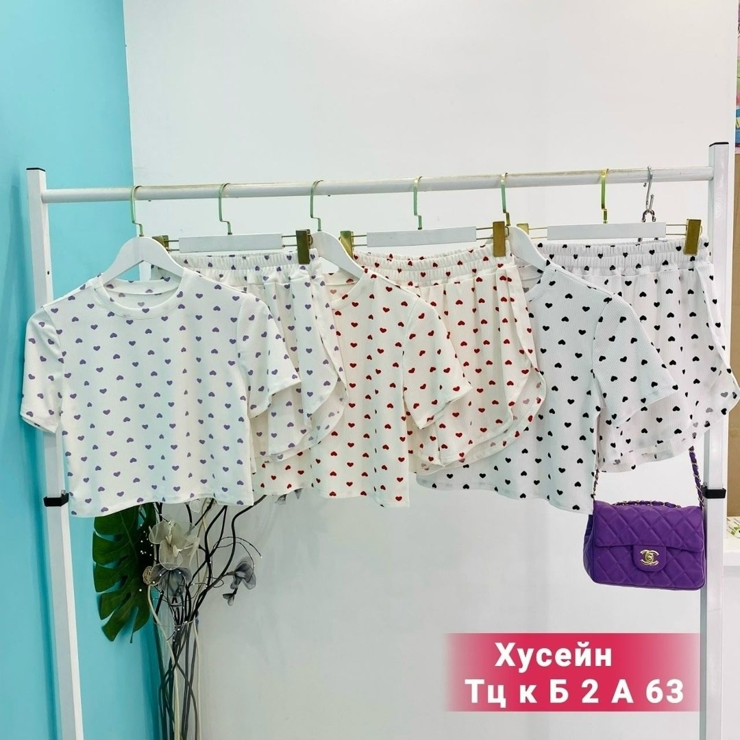 пижама женская,пижама женская с шортами,пижама с шортами муслиновая принт сердечки vi-da,пижама,пижама и халат