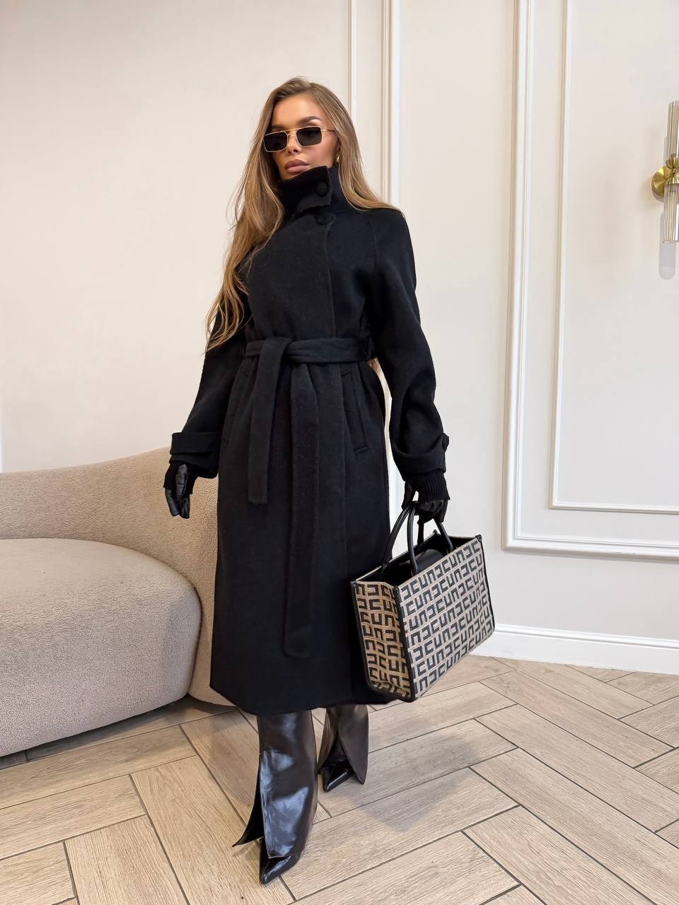 женское кашемировое шерстяное длинное пальто,шерстяное удлиненное пальто цвета мокко,шерстяное удлиненное пальто цвета мокко gepur,женское пальто,пальто с воротником