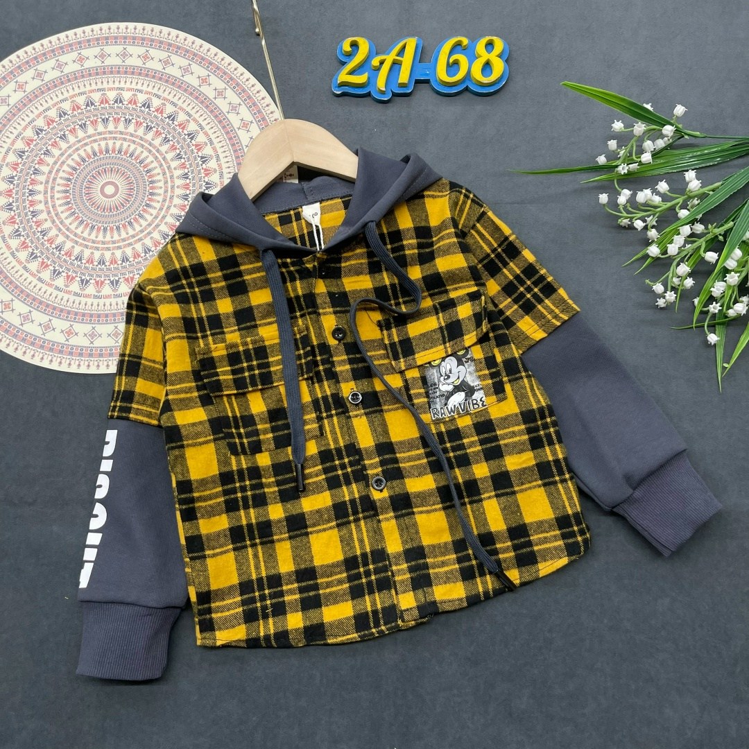 рубашка с капюшоном,детская рубашка,рубашка для мальчика,рубашка клетчатая комбинированная с капюшоном,рубашка для мальчиков с капюшоном