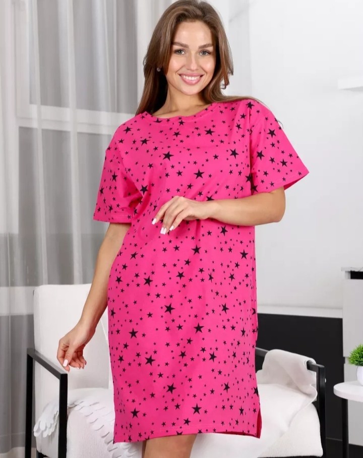 ночная сорочка хлопок с коротким рукавом и принтом,женская туника,туника платье домашнее,домашнее платье женское,туника женская домашнее платье
