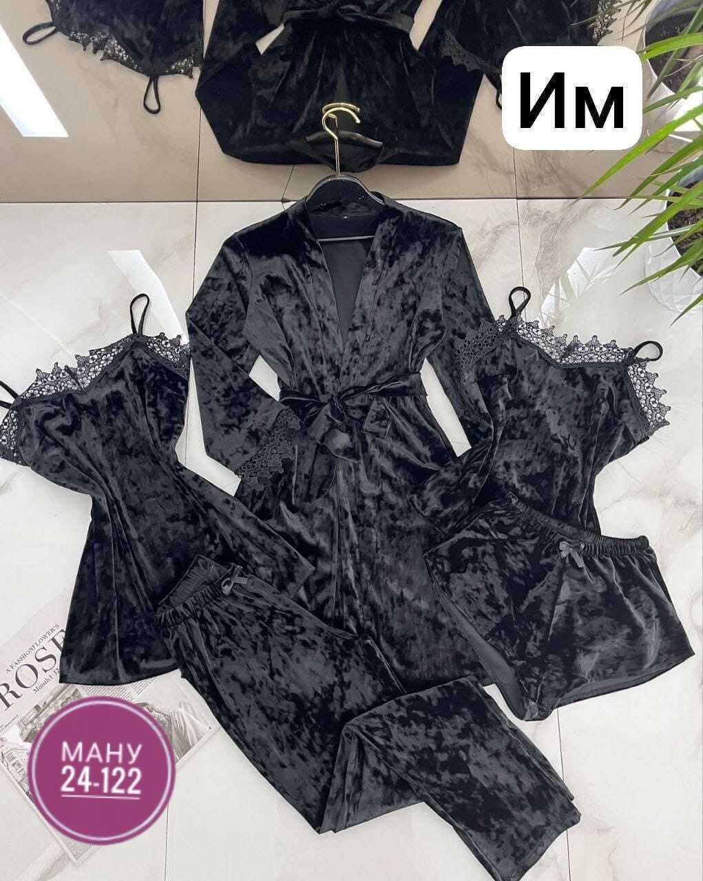 пижама комплект 5 в 1,женская пижама комплект,пижама комплект,бархатная пижама комплект,пижама велюр