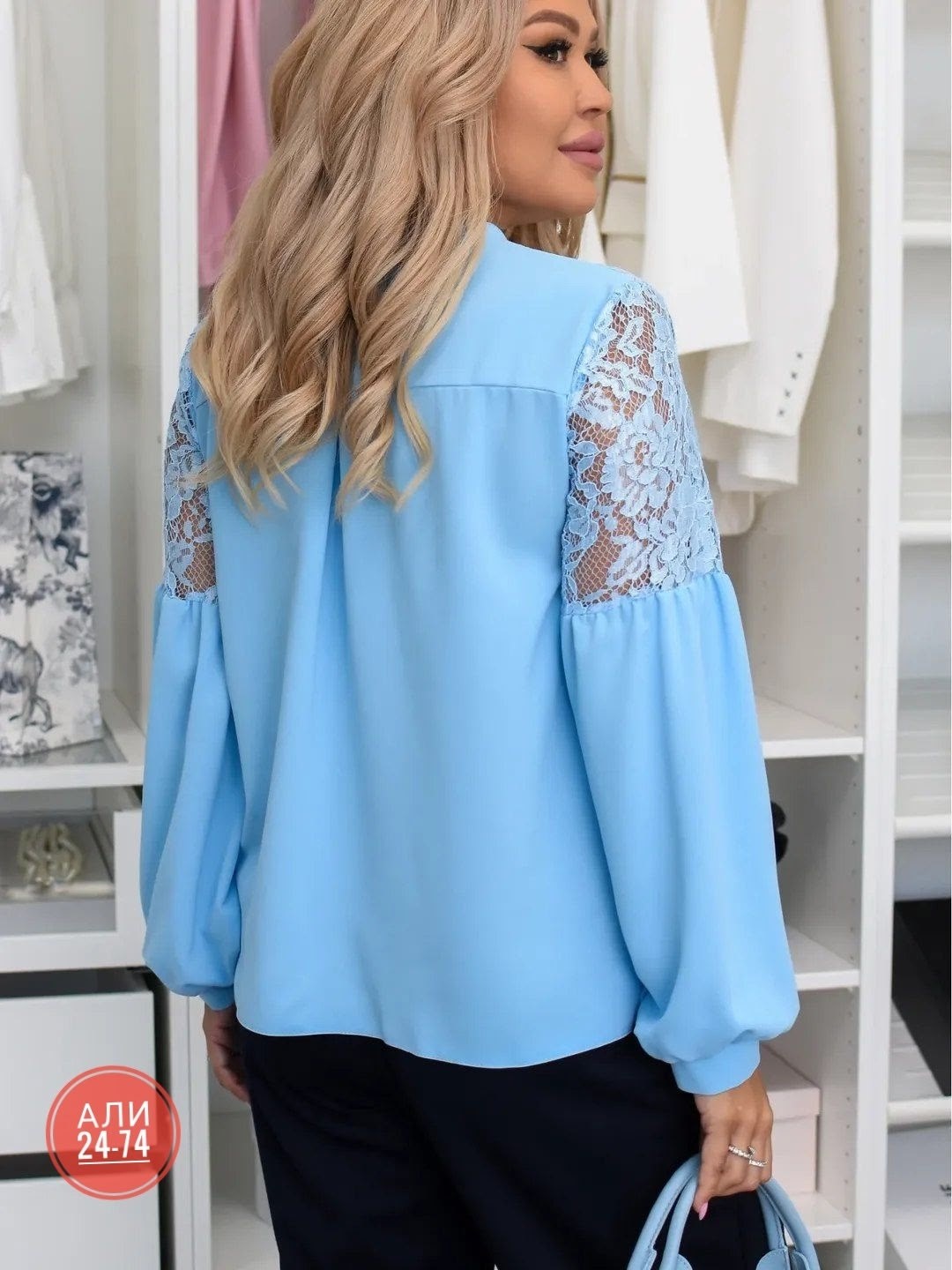 блузка женская голубая,блуза luxury moda 491 голубой,голубая блузка,женская блузка,блузка женская с рукавами